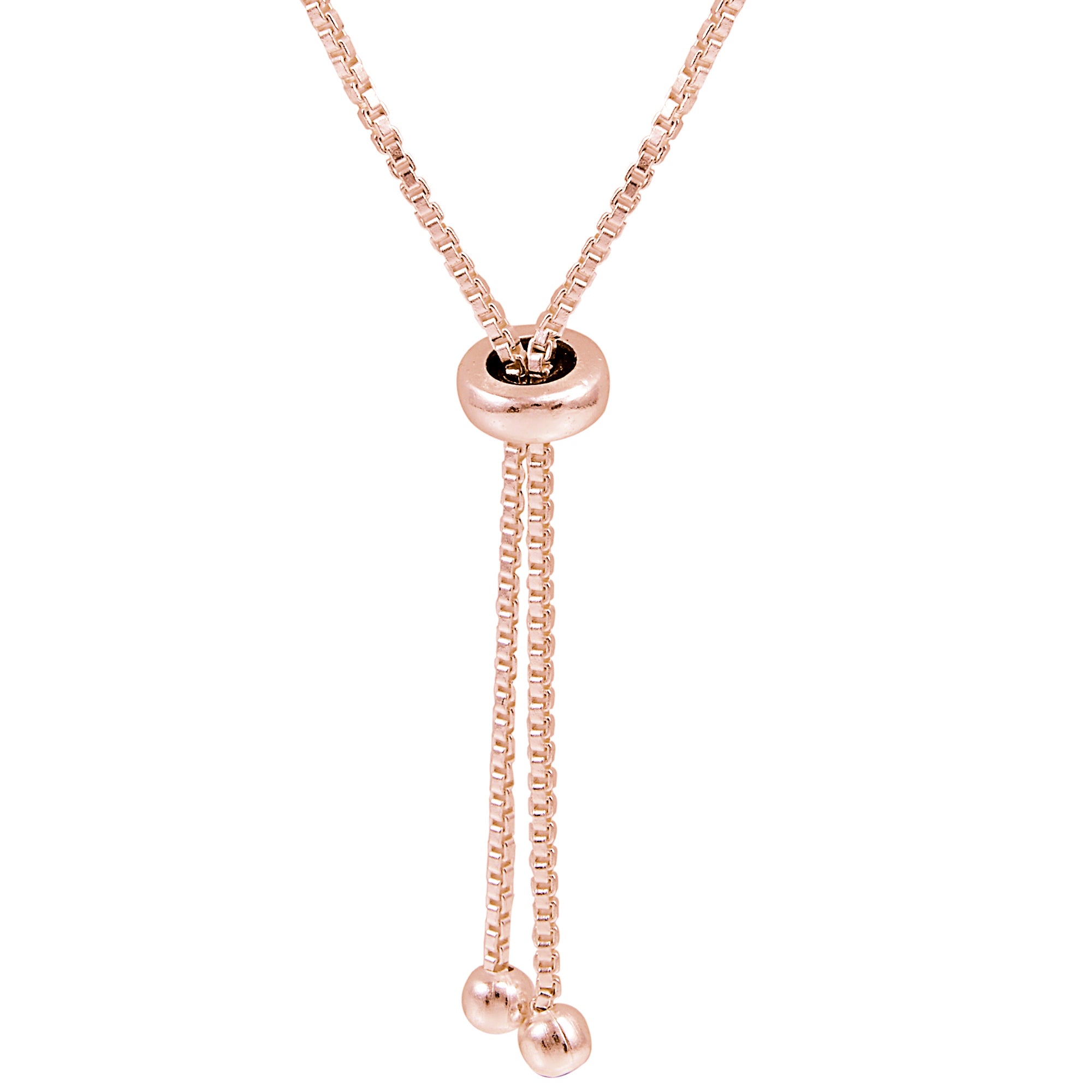 Rose Gold Flashed Sterling Silver Cubic Zirconia 3mm Adjustable Bracelet-2