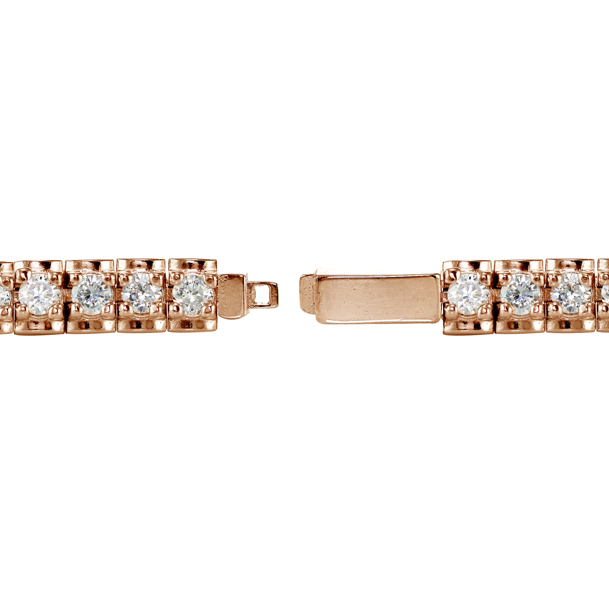 Rose Gold Sterling Silver Cubic Zirconia 3mm Bar Tennis Bracelet-2
