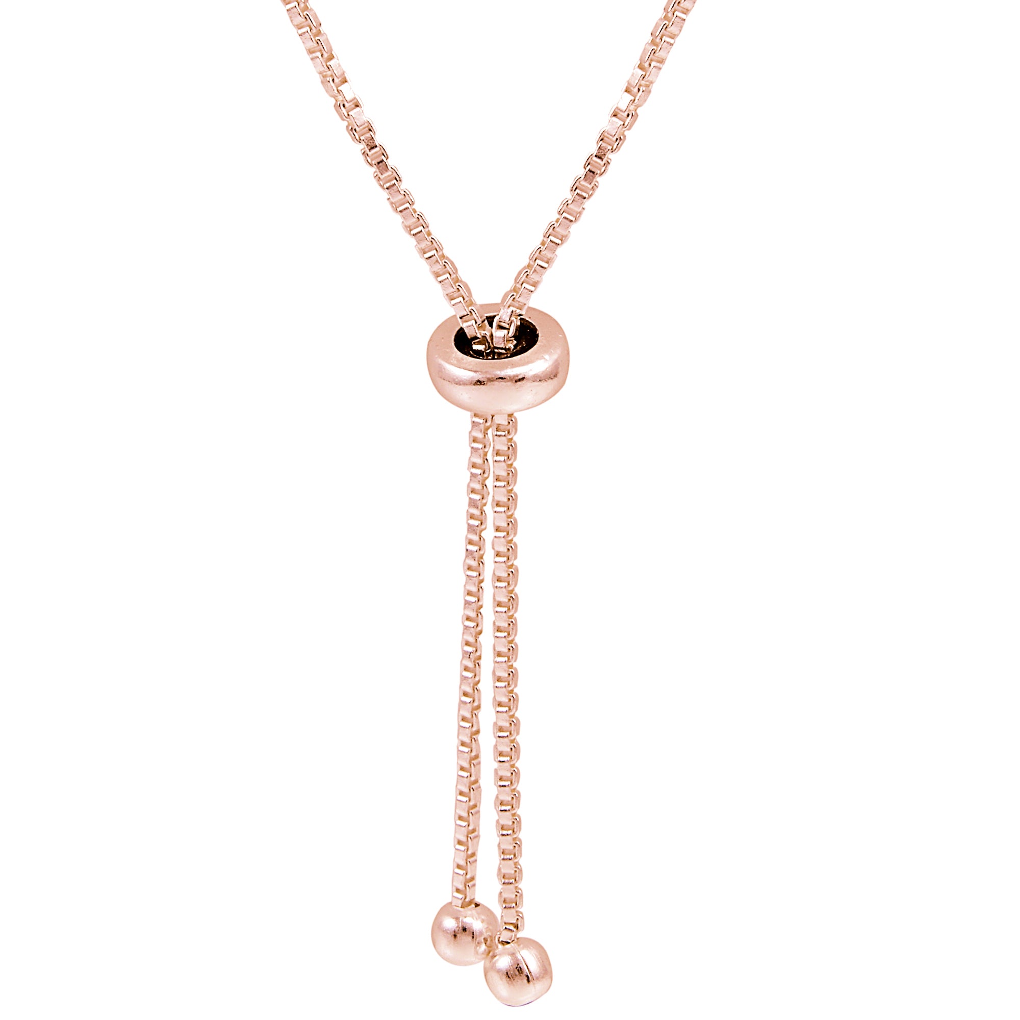 Rose Gold Flashed Sterling Silver Cubic Zirconia S-Link Design Adjustable Bracelet-2
