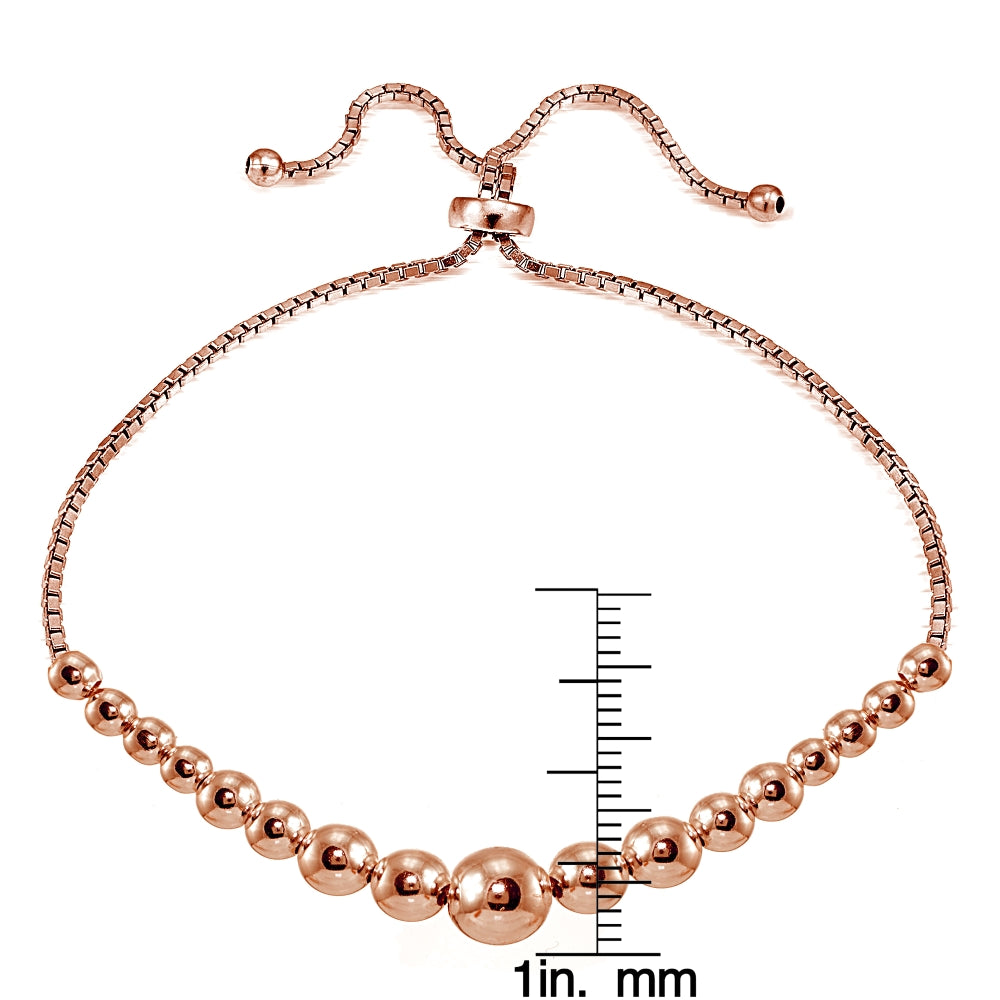Rose Gold Flashed Sterling Silver Graduated Bead Adjustable Bracelet-3