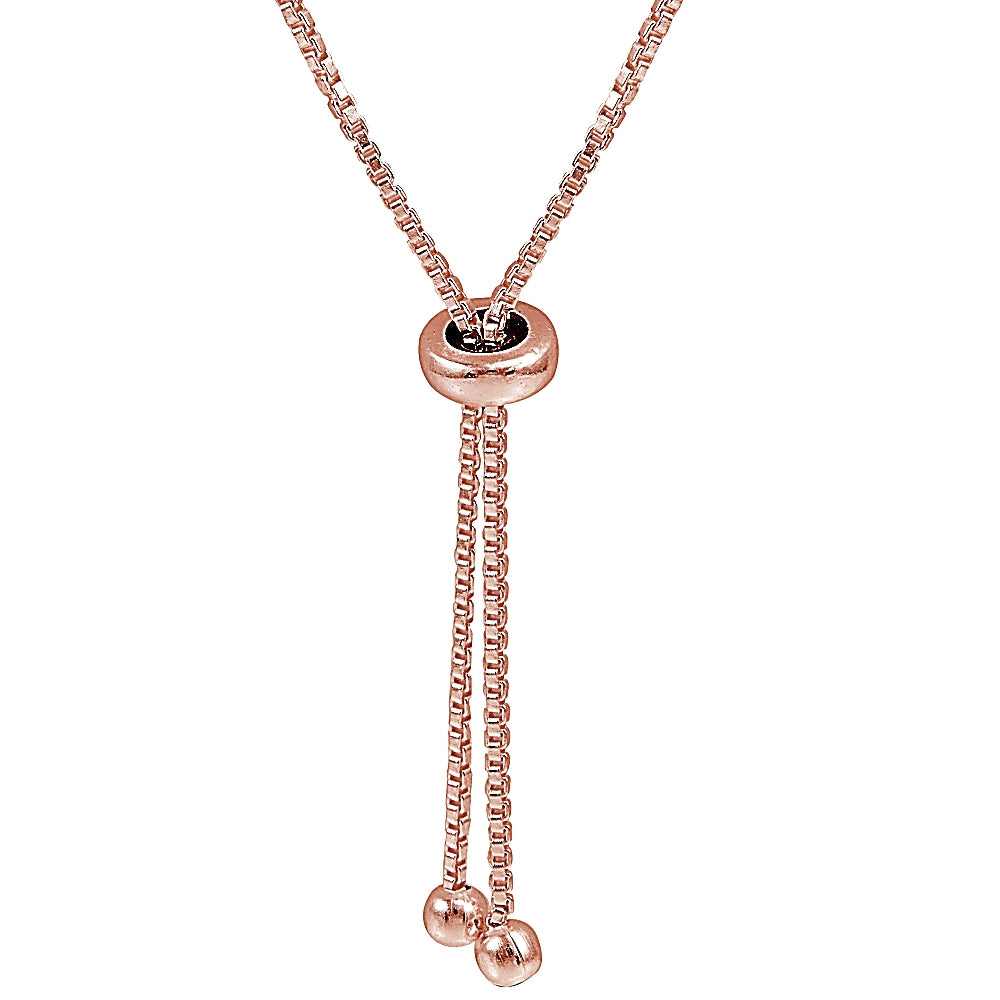 Rose Gold Flashed Sterling Silver Disco Ball Beaded Adjustable Bolo Bracelet-2