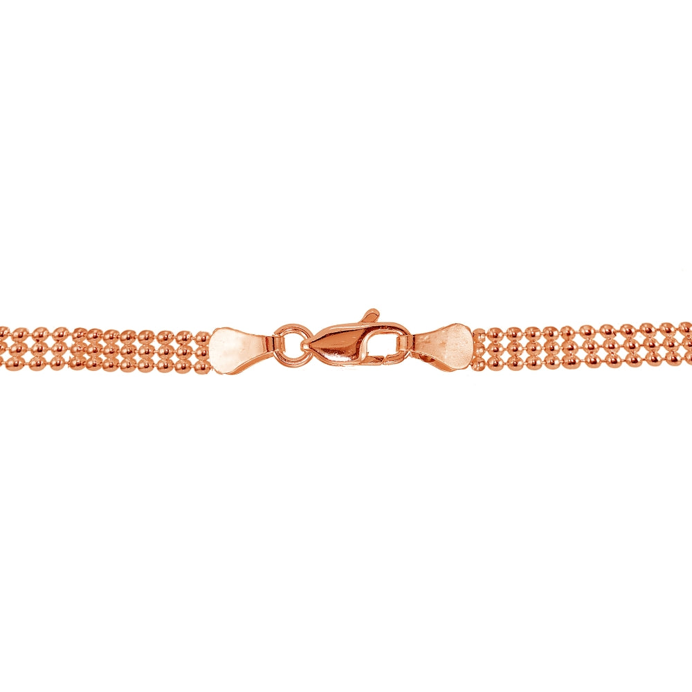 Rose Gold Flashed Sterling Silver 3.5mm Polished Mesh Design Bracelet-2