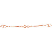 Rose Gold Flashed Sterling Silver Figaro Link Chain with Double Hearts Bracelet