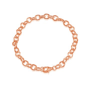 Rose Gold Flashed Sterling Silver 6mm Oval Link Chain Bracelet, 8 Inches