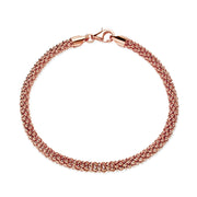 Rose Gold Flashed Sterling Silver 4mm Popcorn Chain Bracelet, 8 Inches