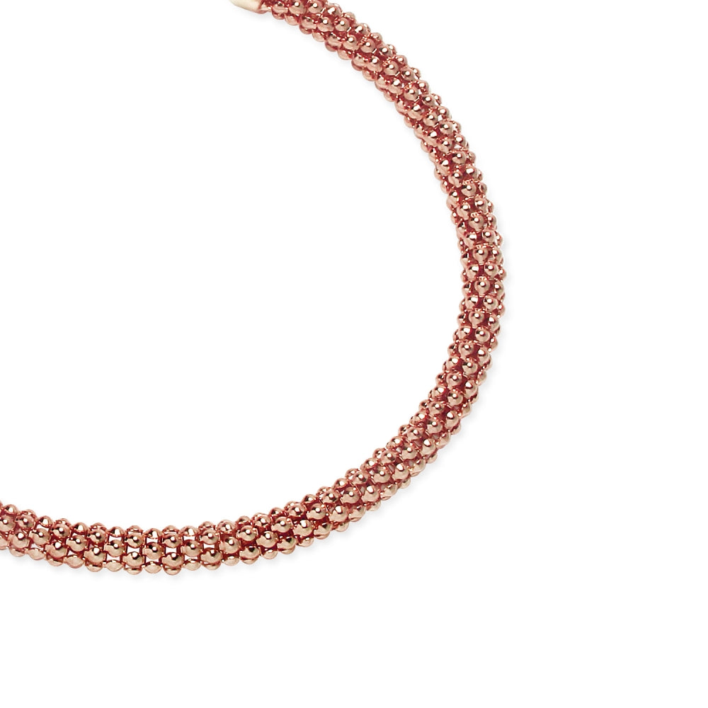Rose Gold Flashed Sterling Silver 4mm Popcorn Chain Bracelet, 8 Inches-2