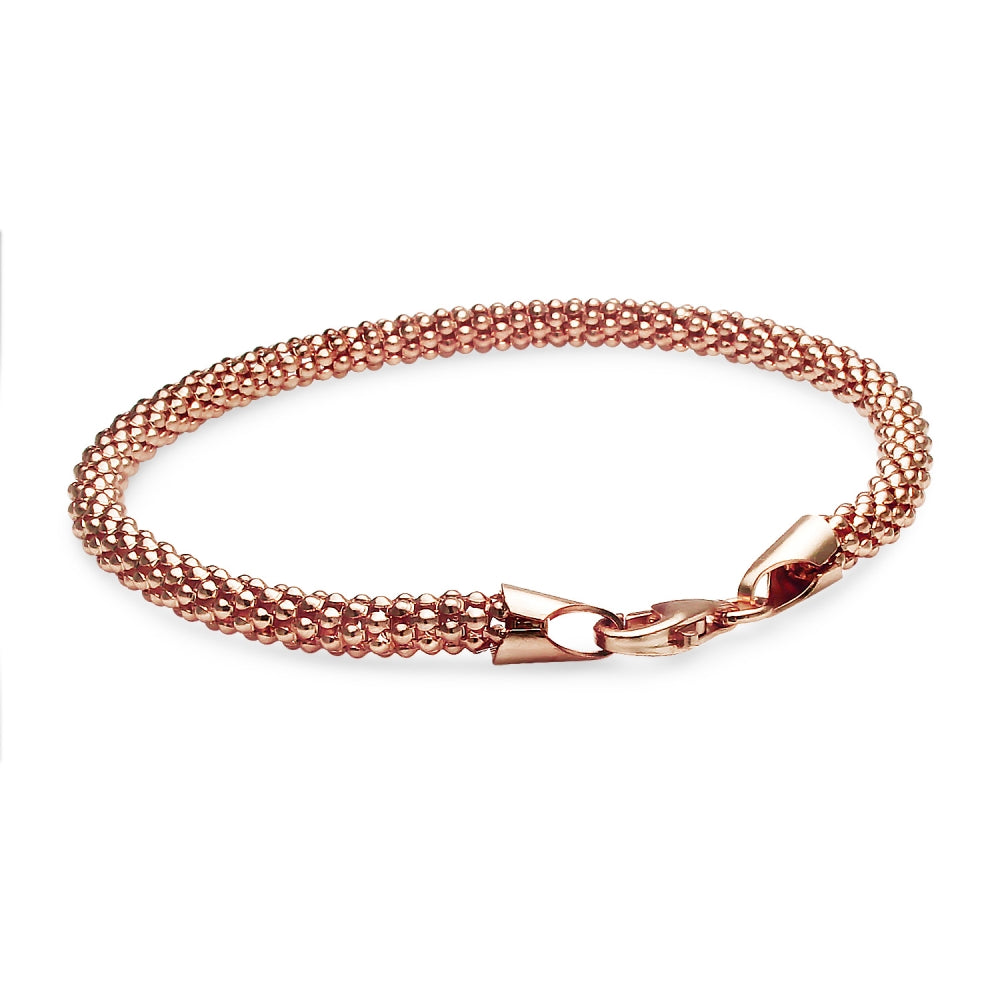 Rose Gold Flashed Sterling Silver 4mm Popcorn Chain Bracelet, 8 Inches-3