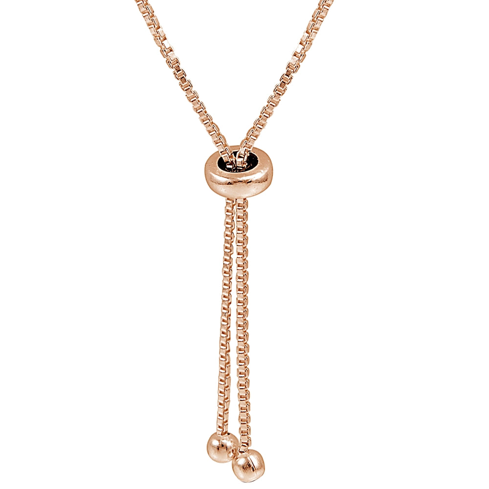 Rose Gold Sterling Silver 3mm Cubic Zirconia Princess-cut Adjustable Bolo Tennis Bracelet-3
