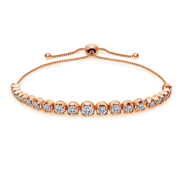 Adjustable Rose Gold Bracelet for Women and Teenage Girls, Rose Gold Bar  Bracelet With Swarovski Crystals, Bolo Bracelet for Women 