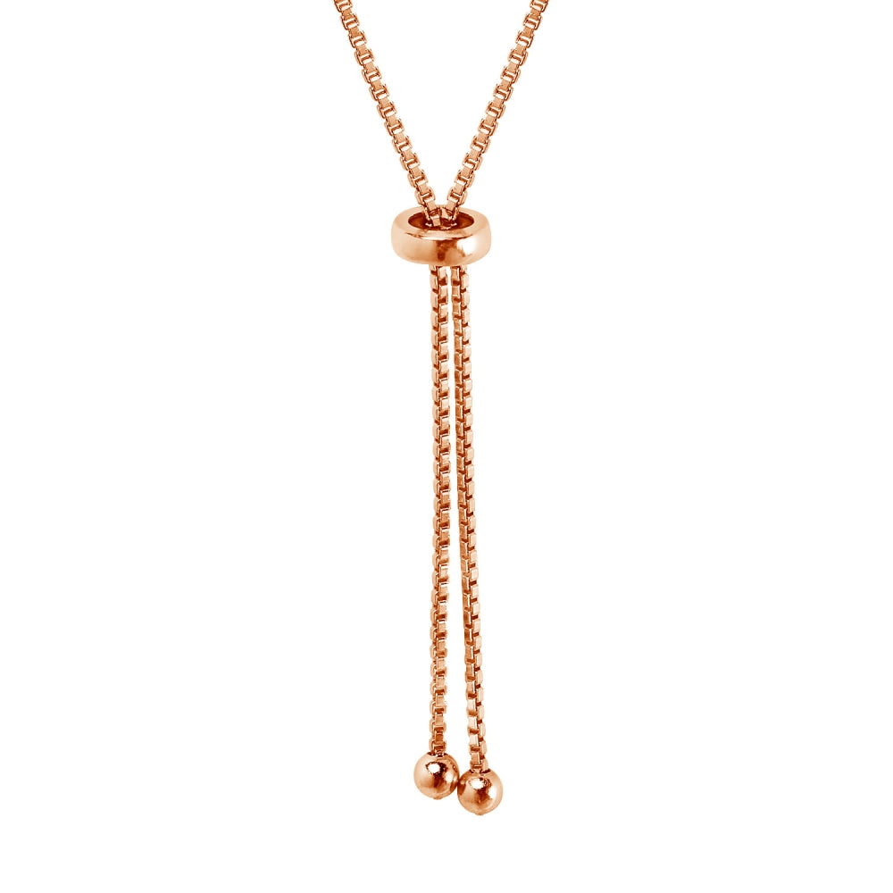 Rose Gold Flashed Sterling Silver Cubic Zirconia Round Graduated Adjustable Bolo Bracelet-2