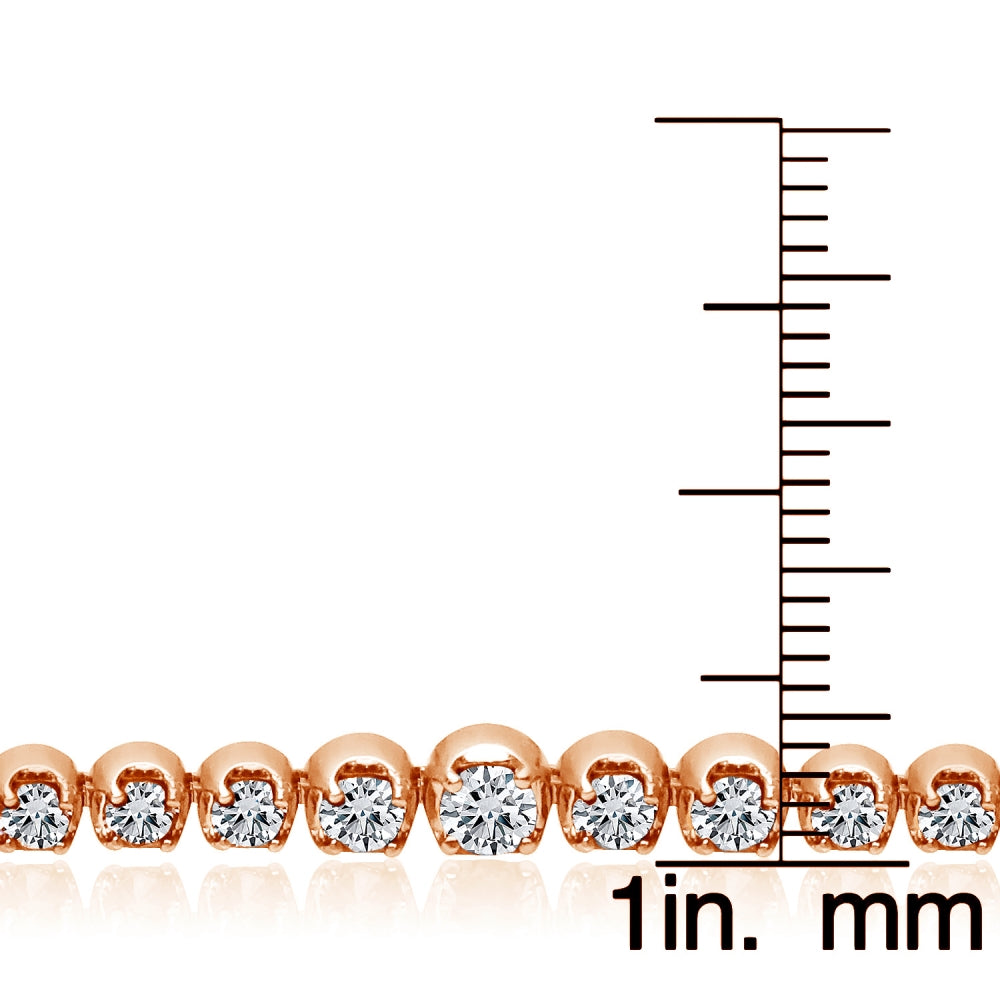 Rose Gold Flashed Sterling Silver Cubic Zirconia Round Graduated Adjustable Bolo Bracelet-4