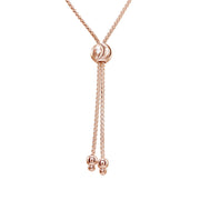 Rose Gold Flashed Sterling Silver Polished Spiga Chain Adjustable Pull-String Bracelet