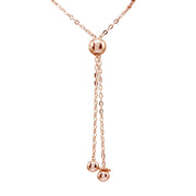Rose Gold Flashed Sterling Silver Textured Beads Bar Station Chain Adjustable Pull-String Bracelet