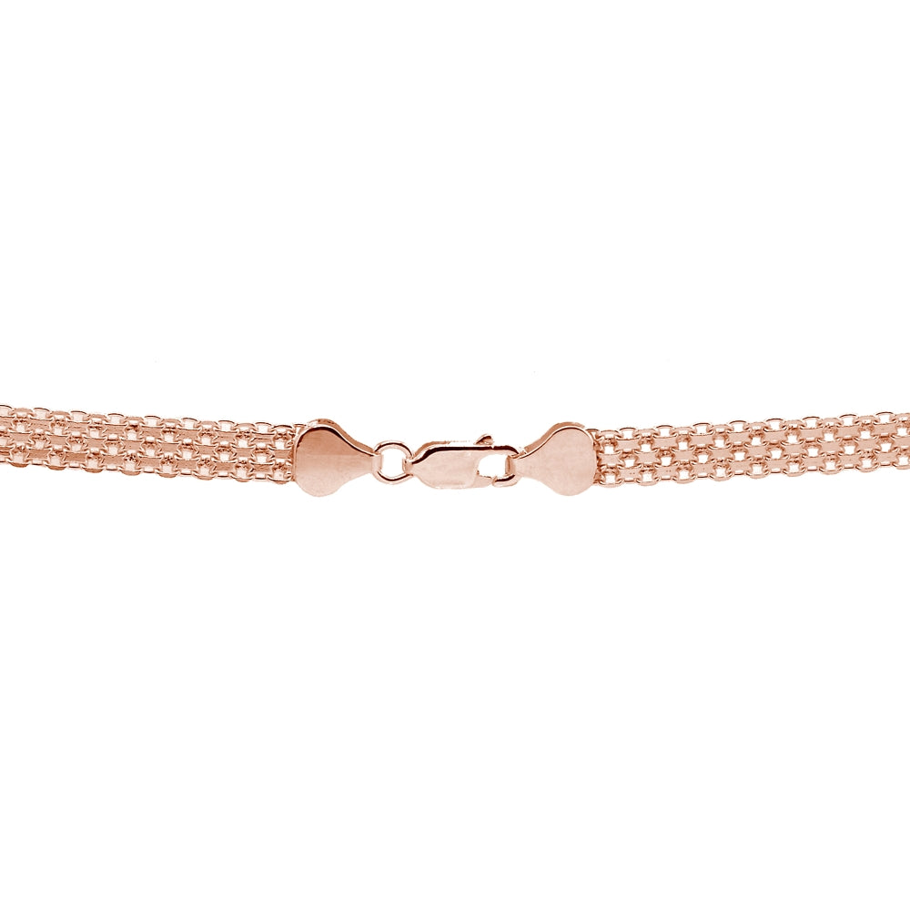 Rose Gold Flashed Sterling Silver Polished Pointed V Chevron Fashion Mesh Chain Bracelet-2