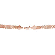 Rose Gold Flashed Sterling Silver Polished Pointed V Chevron Fashion Mesh Chain Bracelet
