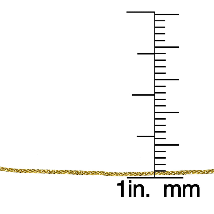 14K Yellow Gold .8mm Spiga Wheat Adjustable Italian Chain Bracelet, 7-9 Inches