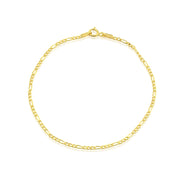 14K Gold Dainty Thin .4mm Figaro Link Chain Bracelet, 7.25 Inches