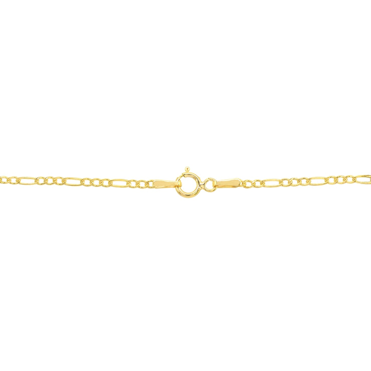 14K Gold Dainty Thin .4mm Figaro Link Chain Bracelet, 7.25 Inches