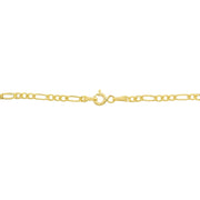 14K Gold Dainty Thin .6mm Figaro Link Chain Bracelet, 7.25 Inches