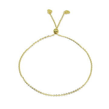 Engravable 14K Yellow Gold Cord Heart Friendship Bracelet 9.25 Adjustable - White