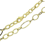 14k Gold Italian Lightweight Hammered and Polished Thin Oval Chain Link Bracelet
