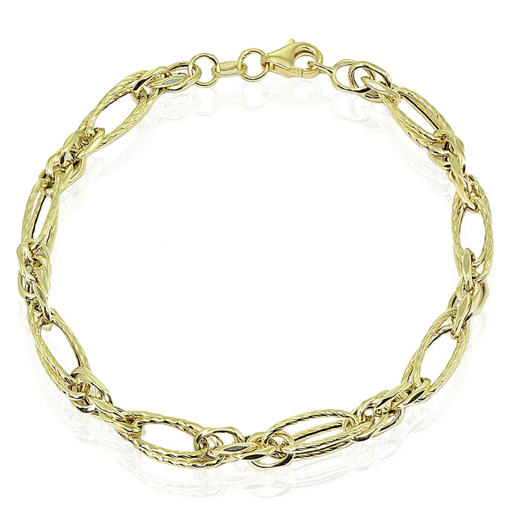 14k Gold Italian Lightweight Chain Oval Double Link Bracelet