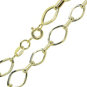 14K Gold Italian Lightweight Thin Geometric and Bar Chain Link Bracelet