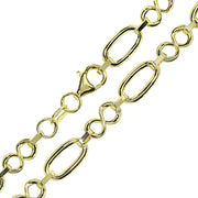 14K Gold Italian Lightweight Polished Infinity Oval and Bar Chain Link Bracelet