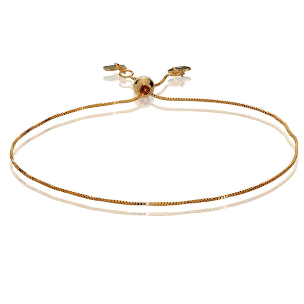 14K Rose Gold Box Adjustable Italian Chain Bracelet, 7-9 Inches