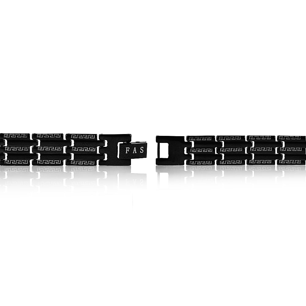 Black Stainles Steel Link Fashion Mens Bracelet-2