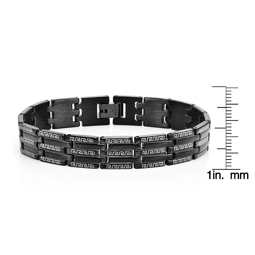 Black Stainles Steel Link Fashion Mens Bracelet-3