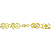 Two-Tone Yellow Gold Flashed Sterling Silver Celtic Knot Diamond-Cut Link Bracelet