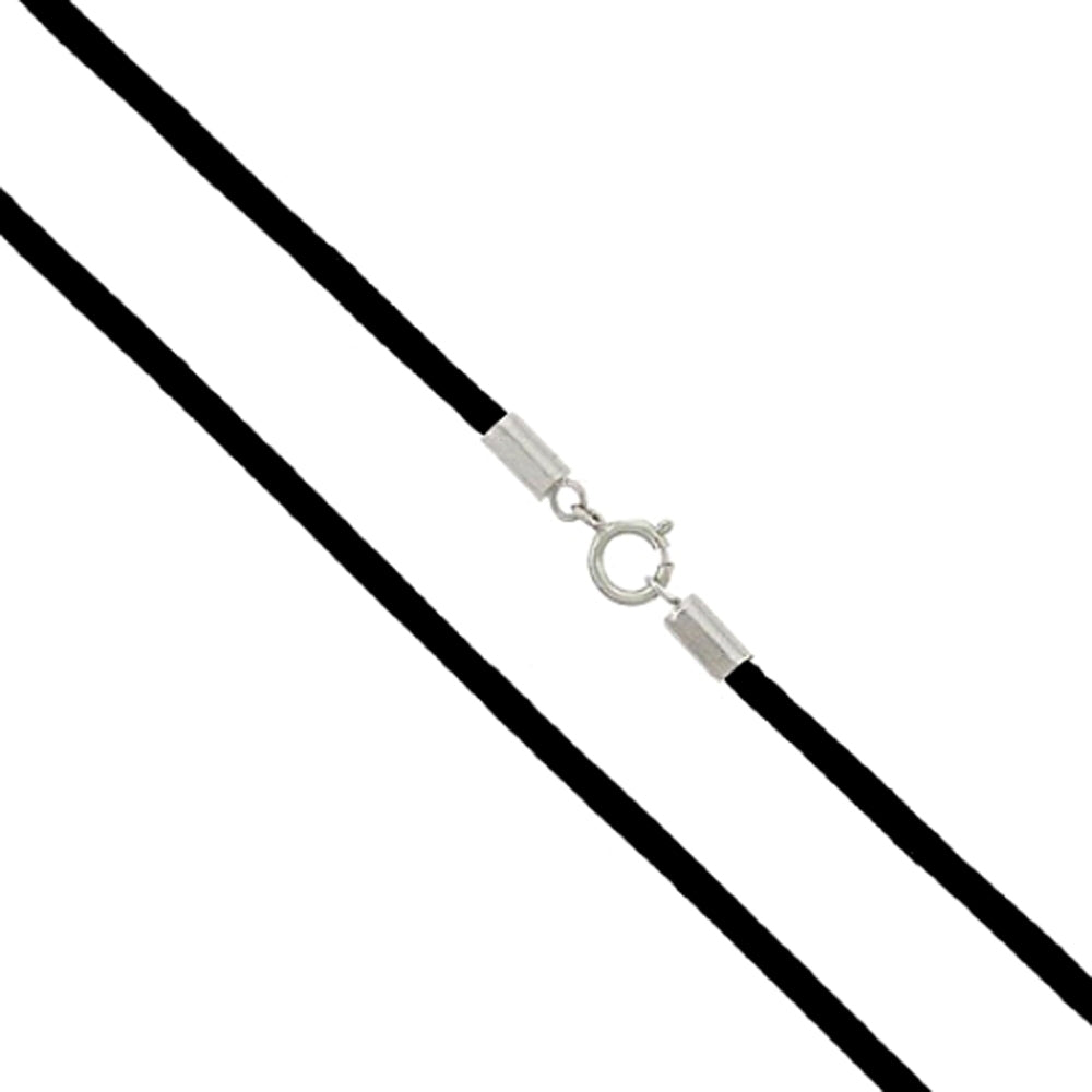 Black Cord Chain Necklace with Sterling Silver Clasp 16"