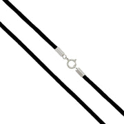 Black Cord Chain Necklace with Sterling Silver Clasp 18"
