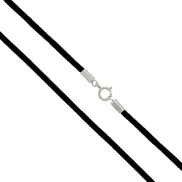 Black Cord Chain Anklet with Sterling Silver Clasp 9"