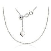 Sterling Silver 1.5mm Rolo Adjustable Chain Necklace 20" Inches