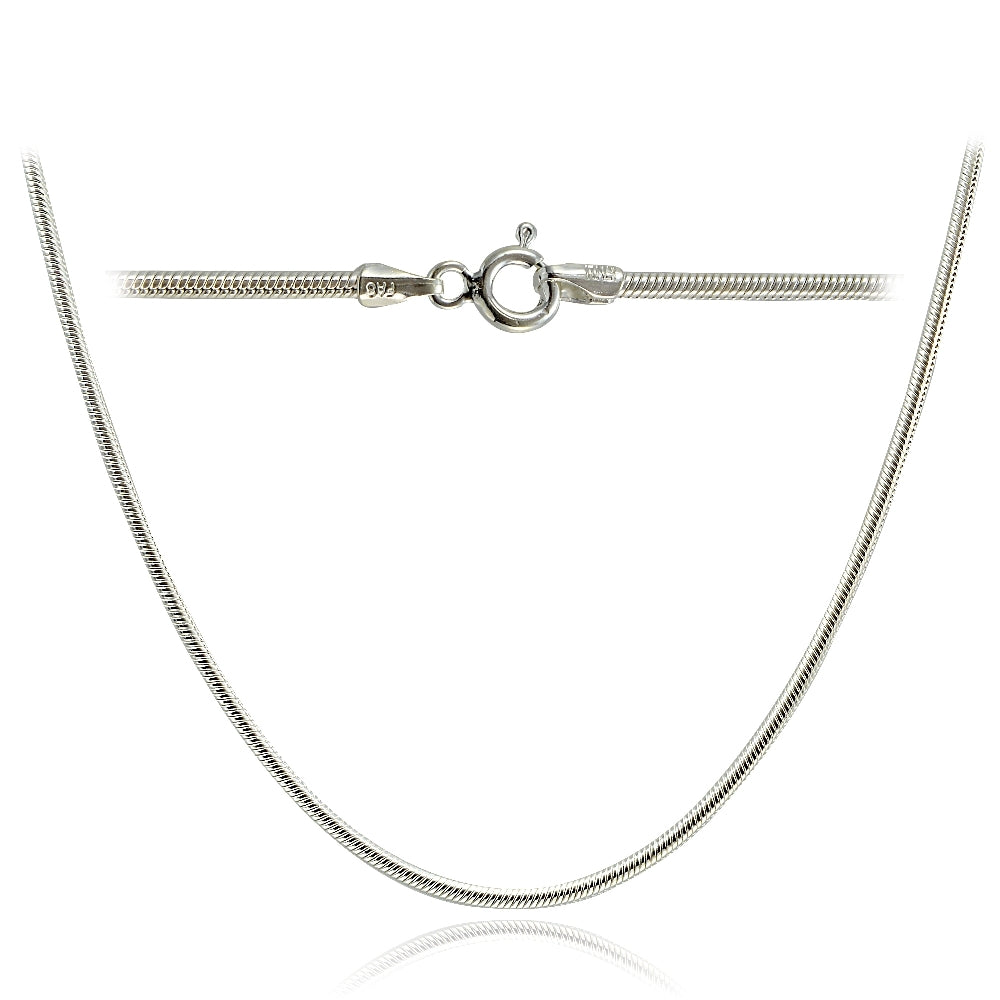 Sterling Silver Italian 1mm Snake Chain Necklace for Pendants 24 Inches