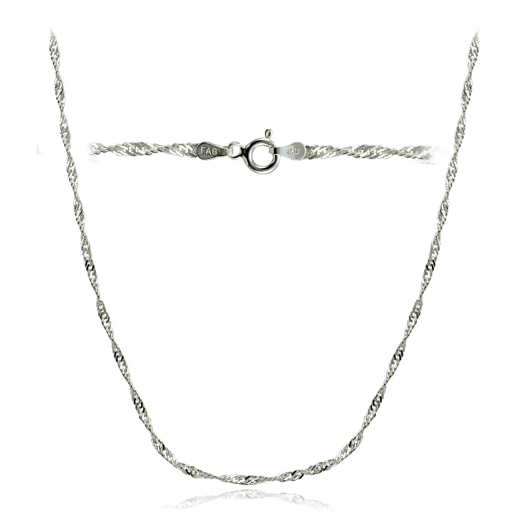 Sterling Silver Italian 2.5mm Diamond-Cut Twist Chain Necklace 24-Inches