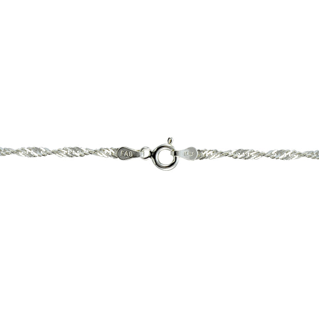 Sterling Silver Italian 2.5mm Diamond-Cut Twist Chain Necklace 24-Inches