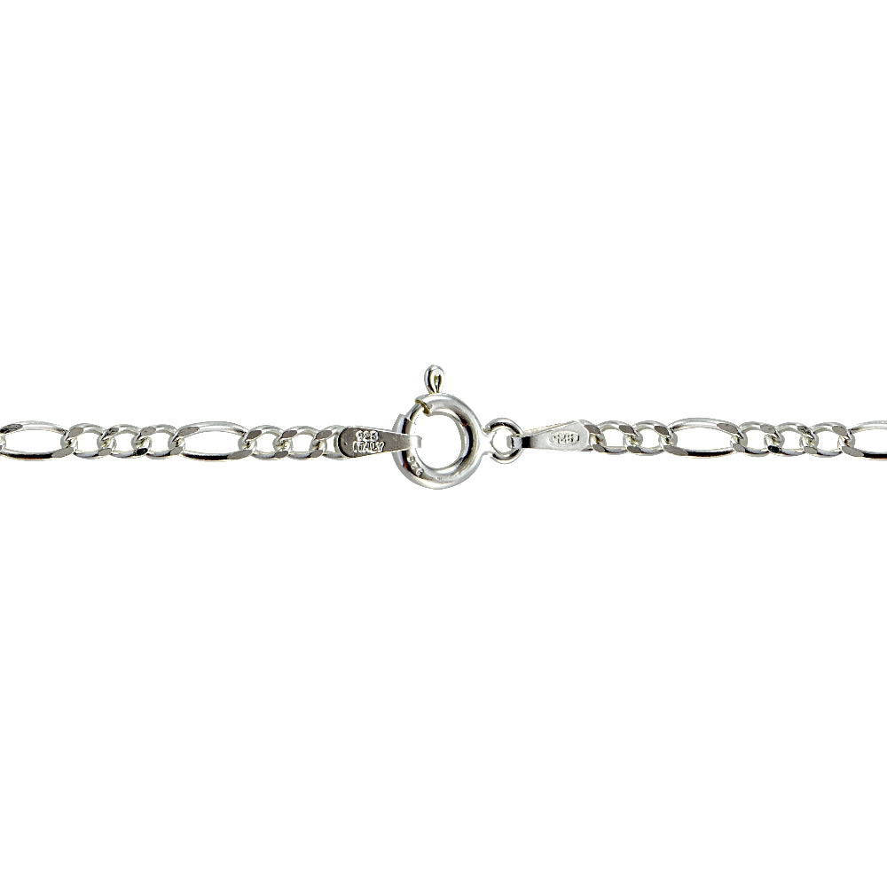 Sterling Silver 2.5mm Italian Figaro Link Necklace 24 Inches-2