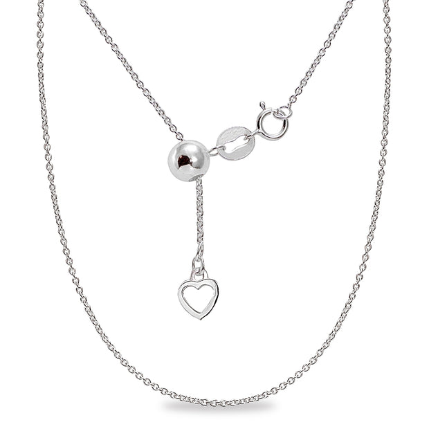 Sterling Silver Adjustable Rolo Bolo Chain Necklace 20" Inches