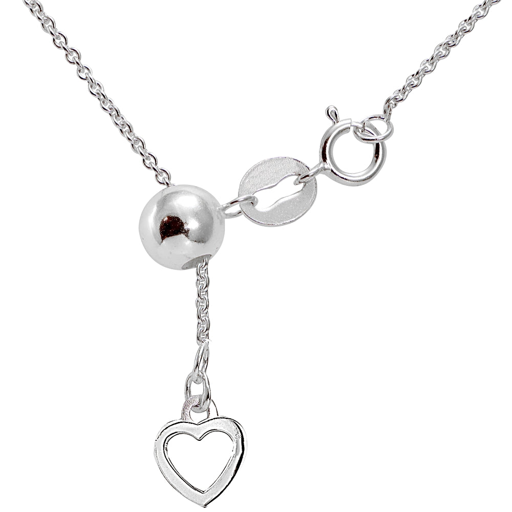 Sterling Silver Adjustable Rolo Bolo Chain Necklace 20" Inches-2