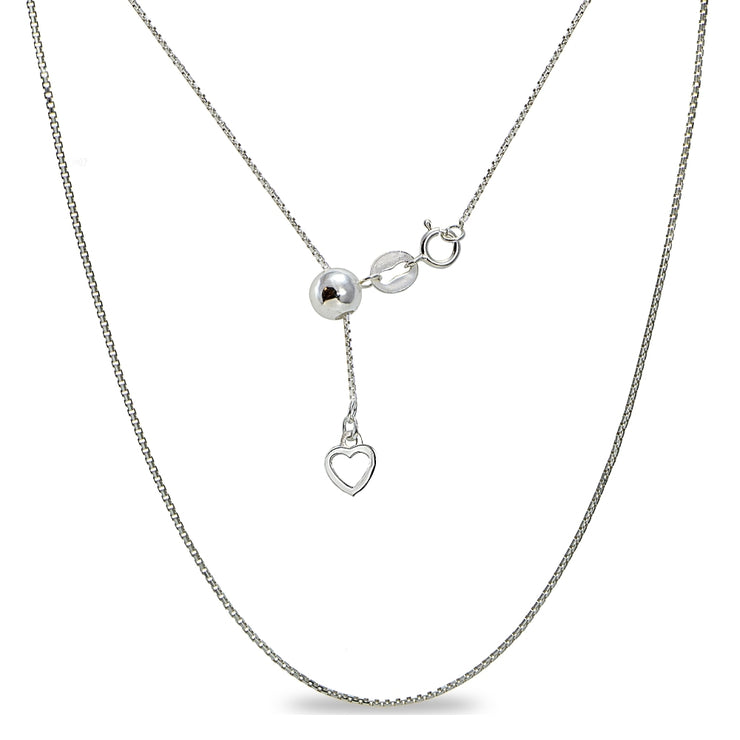 Sterling Silver Adjustable Box Bolo Chain Necklace 20" Inches