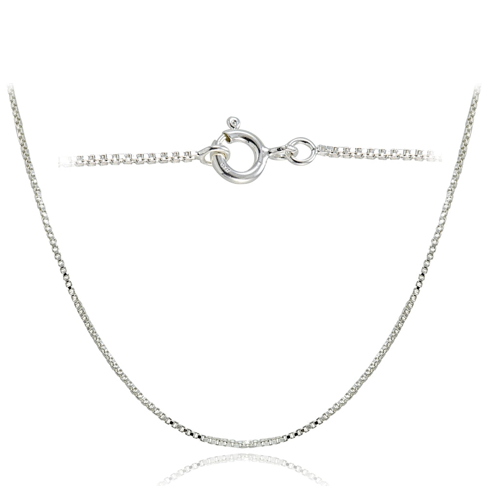 Sterling Silver Italian 1mm Box Chain Necklace for Pendants 20 Inches