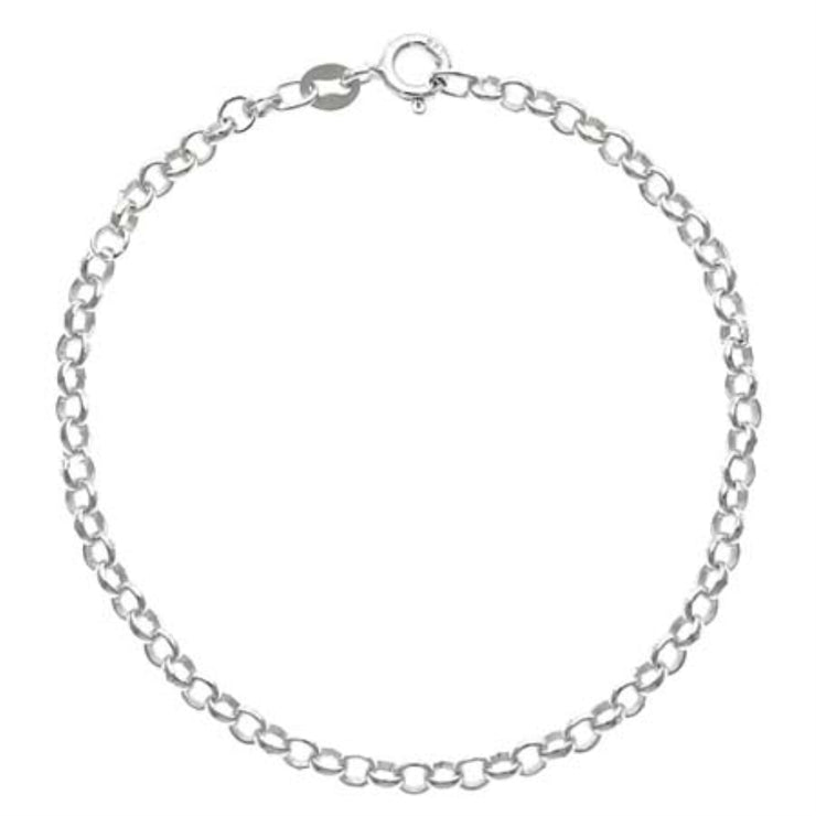 Sterling Silver Rolo Link Charm Bracelet