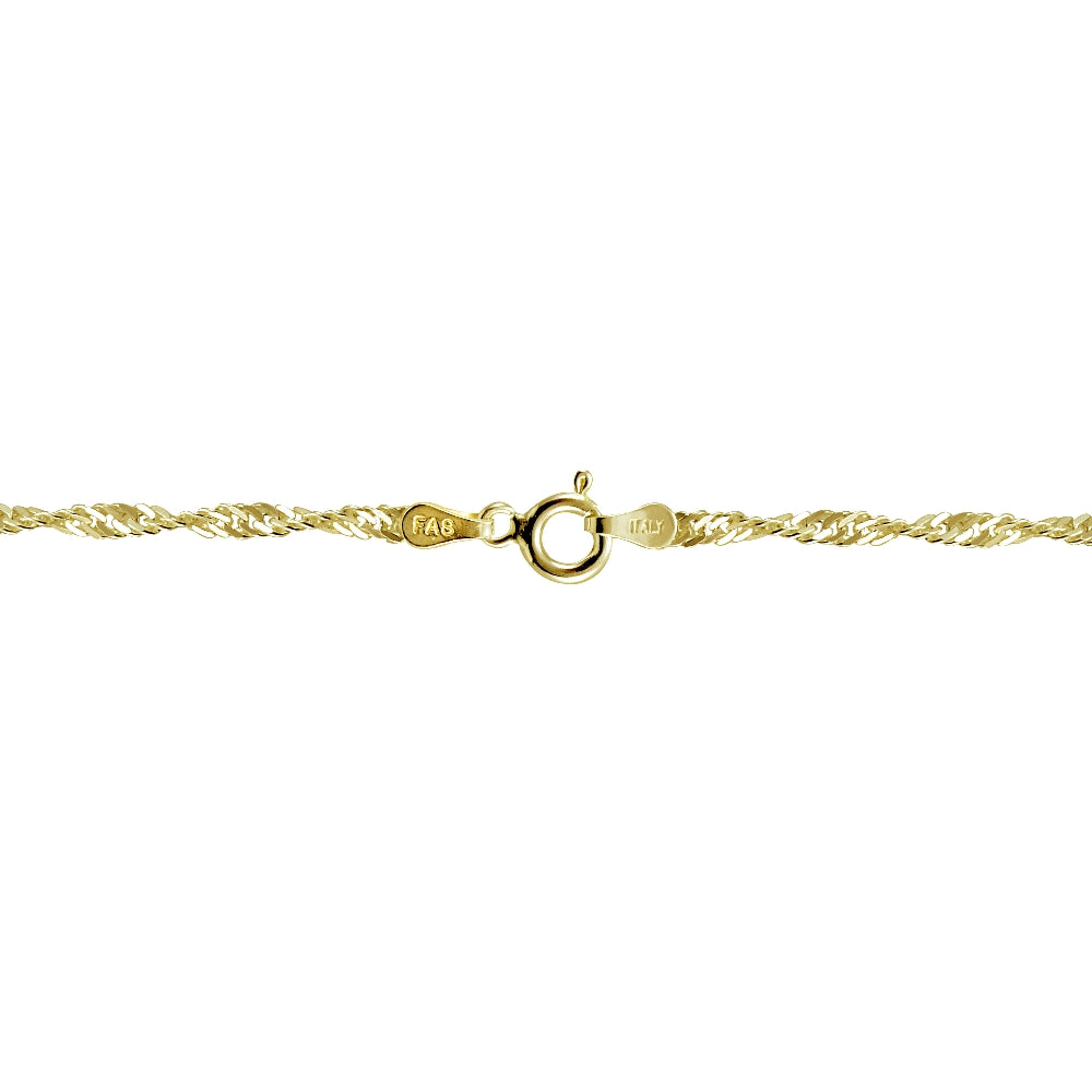 Gold Tone over Sterling Silver Italian 2.5mm Diamond-Cut Twist Chain Necklace 24-Inches-2