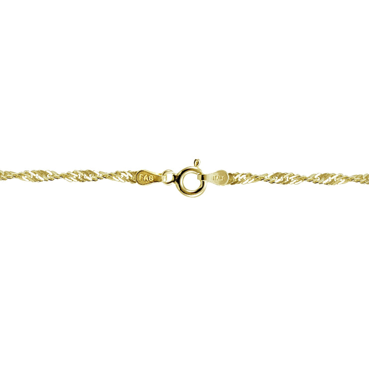 Gold Tone over Sterling Silver Italian 2.5mm Diamond-Cut Twist Chain Necklace 24-Inches