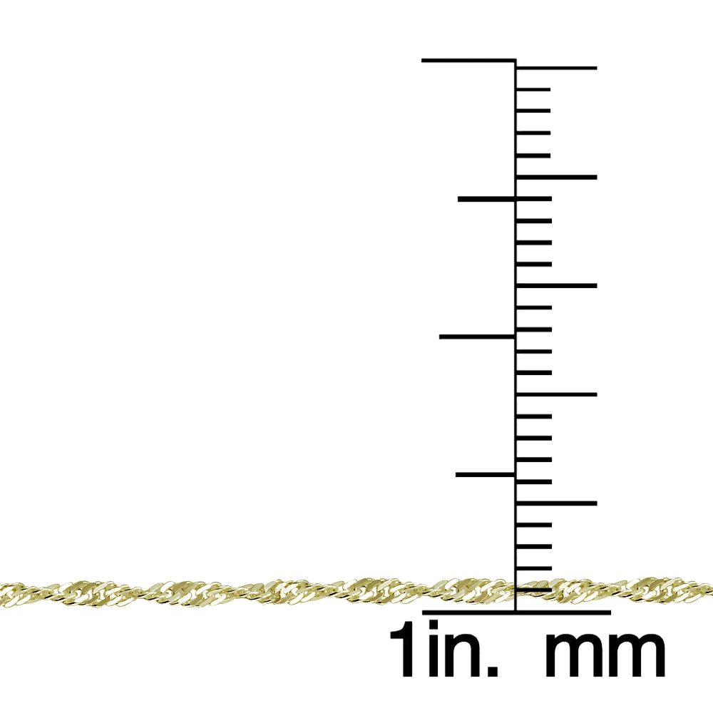 Gold Tone over Sterling Silver Italian 2.5mm Diamond-Cut Twist Chain Necklace 24-Inches-4