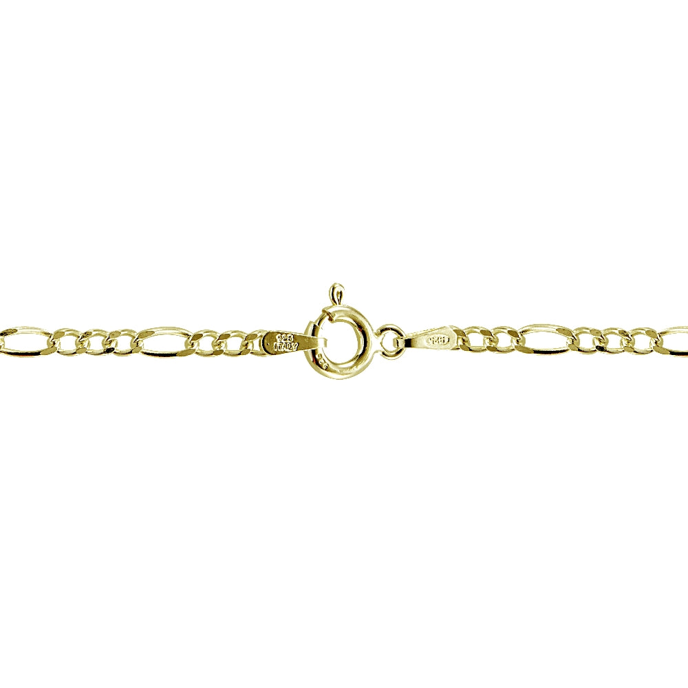 Gold Tone over Sterling Silver 2.5mm Italian Figaro Link Necklace 24 Inches-2
