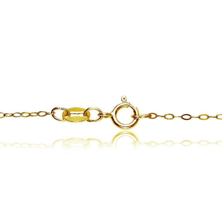 Yellow Gold Flashed Sterling Silver 0.90mm Thin Delicate Cable Chain Necklace, 16 Inches